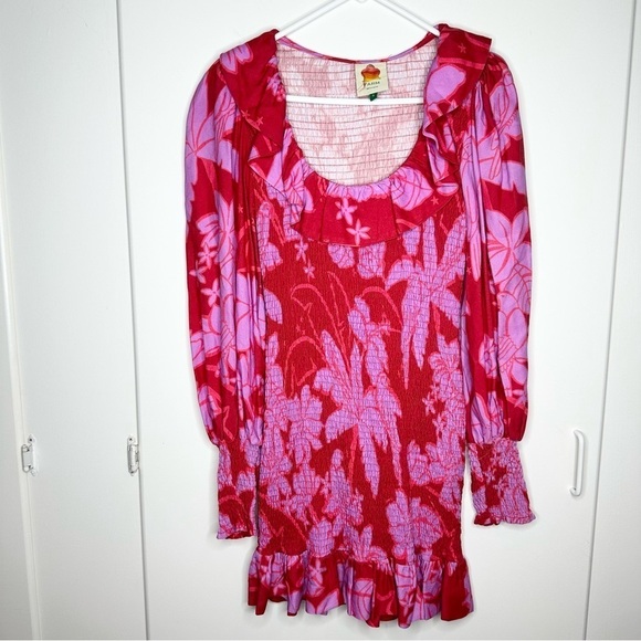 New Farm Rio Living Nature Dress Red Purple Long Sleeve Size S - Picture 3 of 16